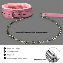 JOYMIN Gothic Leather Choker Pink worn on a pet for stylish everyday use