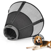 Joypig soft mesh recovery collar side view jet black protects wounds while keeping dogs comfortable.