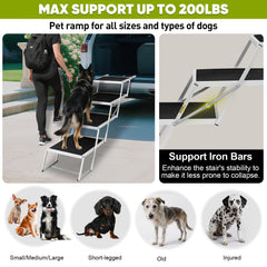 Joyrally aluminium dog ladder with reinforced side bars for stability