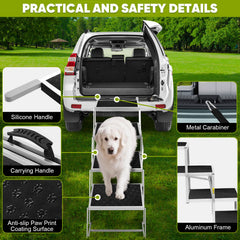 Joyrally dog stairs with non-slip Oxford surface for safe grip