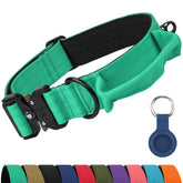 Joytale heavy-duty dog collar with handle closeup showing rugged build for strong dogs and safety.