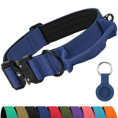 Joytale heavy-duty dog collar handle closeup showing reinforced stitching for strong pulls.