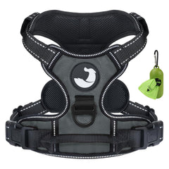 Joytale No Pull Harness front clip gray redirects focus during busy walks.