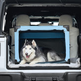 JOYTUTUS 32-inch collapsible dog crate front view shows sturdy frame ideal for travel.