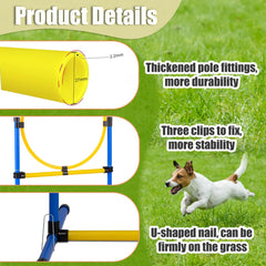 JRUICFDY dog agility tunnel in backyard boosts confidence and playful exercise.