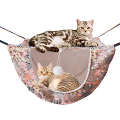JSPYFITS cat hammock double-layer upper-fabric offers cozy elevated rest for two cats