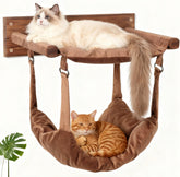 JSPYFITS wooden cat wall hammock front view shows sturdy pine wood and spacious sleeping area