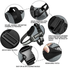 JSXD dog harness showing adjustable chest strap for a customizable fit