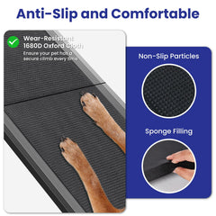 JTSIOV dog ramp aluminum frame conveys sturdy support for pets