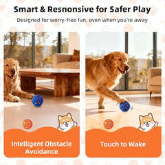 JUBBPDX Interactive Dog Ball blue mode-gentle shot for calm indoor play