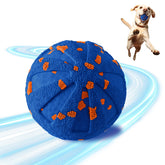 JUBBPDX Interactive Dog Ball blue side view highlighting durability for aggressive chewers