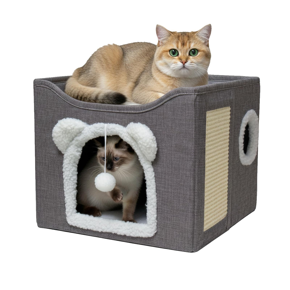 JUDERWOO cat-house dual-level-perch provides a sunny window view and comfy nap spot