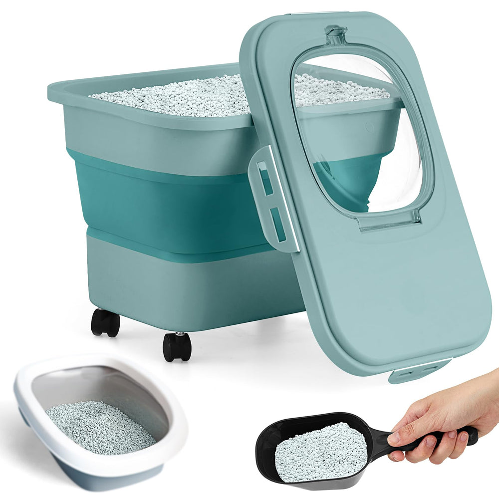 Juexica collapsible cat litter bin compact design for space-saving storage and easy setup.