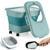 Juexica collapsible cat litter bin compact design for space-saving storage and easy setup.