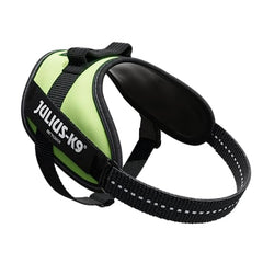 Julius-K9 IDC Powerharness Neon Green left side showing side bags for essentials.