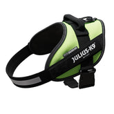 Julius-K9 IDC Powerharness size 0 neon green chest strap close-up for comfort and visibility.