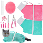 JULMELON bolsa de baño para gatos rosa y verde, facilita baño sin arañazos