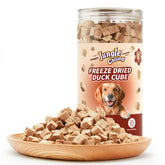 Jungle Calling freeze-dried duck cubes for training rewards with crisp texture.