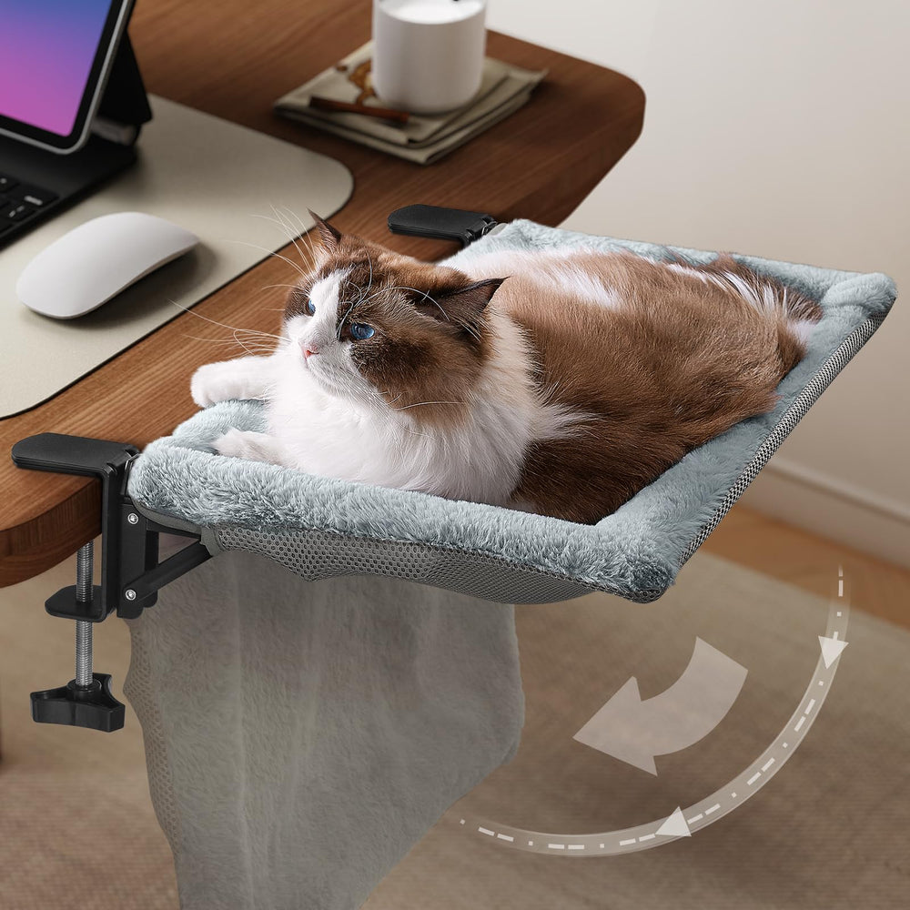 JUNSPOW cat desk bed folded showcases space-saving design for small workspaces