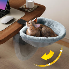 JUNSPOW cat desk bed folded for compact storage and quick setup.