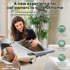 JUNSPOW cat desk bed sunken design supports comfortable curling and spine-friendly resting