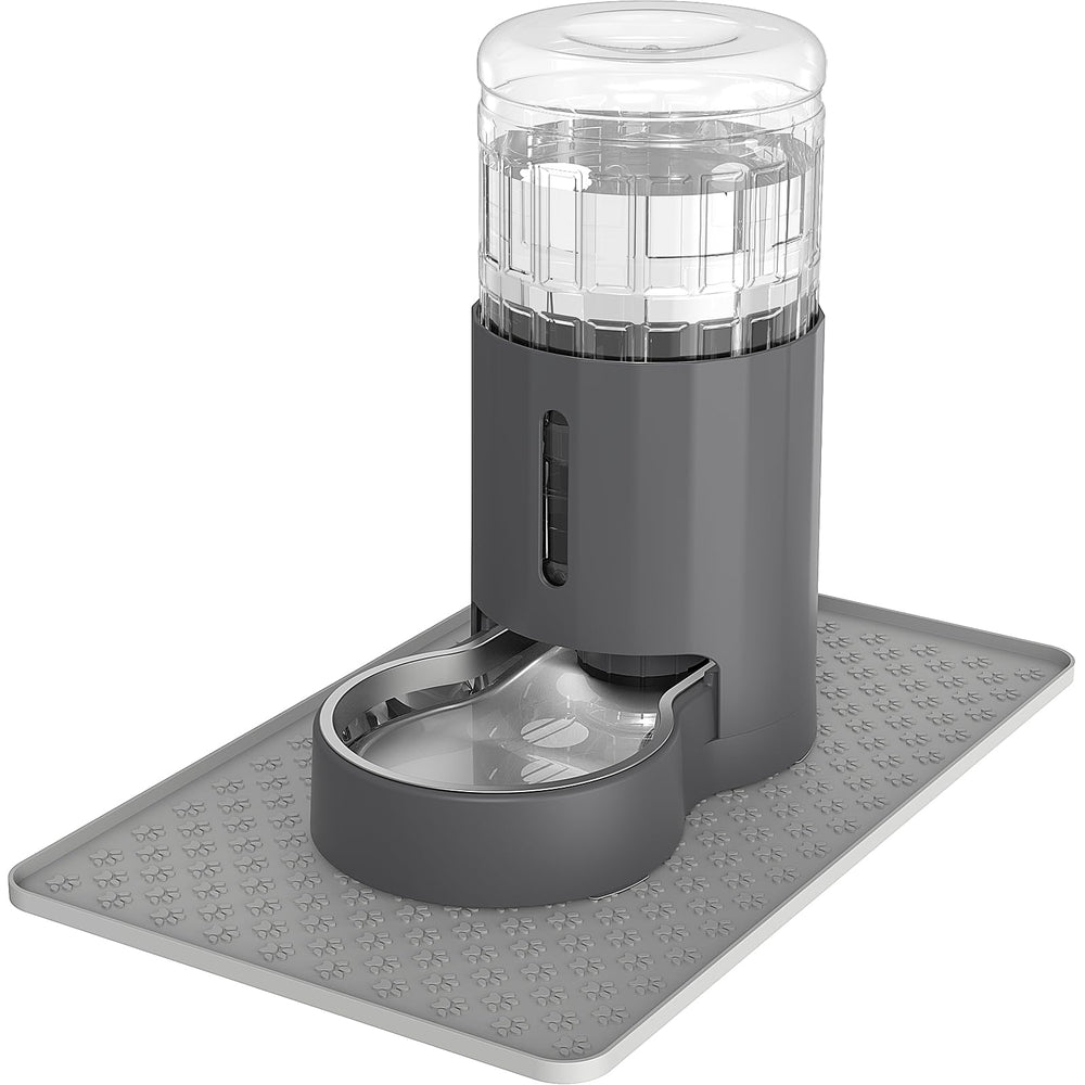 JUNSPOW cat water dispenser with placemat reduces spills and keeps floors dry.