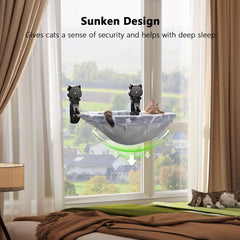 JUNSPOW cat bed shows four strong suction cups supporting up to 40 lb.