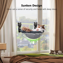 JUNSPOW cat window perch stable frame with suction cups for secure viewing.