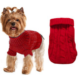 JUOMIIEL dog sweater red pullover front view shows cozy warmth for small dogs
