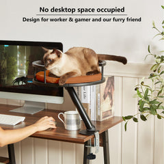 JuoPool cat desk bed elevated nest keeps kitty nearby without crowding your workspace.