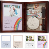 JupDec dog memorial shadow box frame in brown displaying cherished keepsakes.