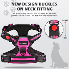 Juqiboom back clip no-pull harness pink medium ideal for relaxed strolls and yard breaks.