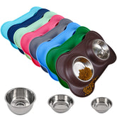 Juqiboom stainless steel dog bowls set resists rust and cleans easily.
