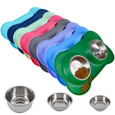 Juqiboom dog bowls with two stainless steel bowls for reliable feeding