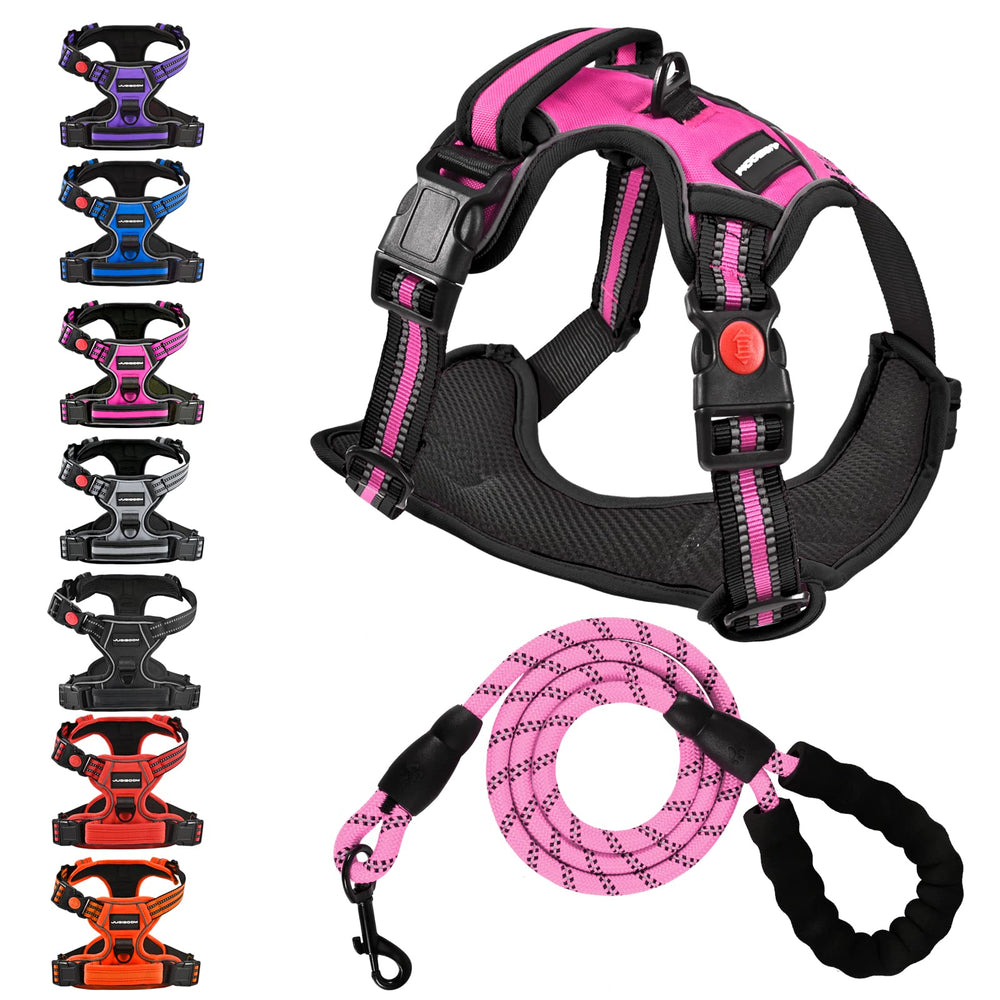 Juqiboom front clip no-pull harness pink medium promotes calm walking and training.