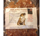 Just Jerky Treats bag of all-natural chicken jerky offers a tasty dog protein reward