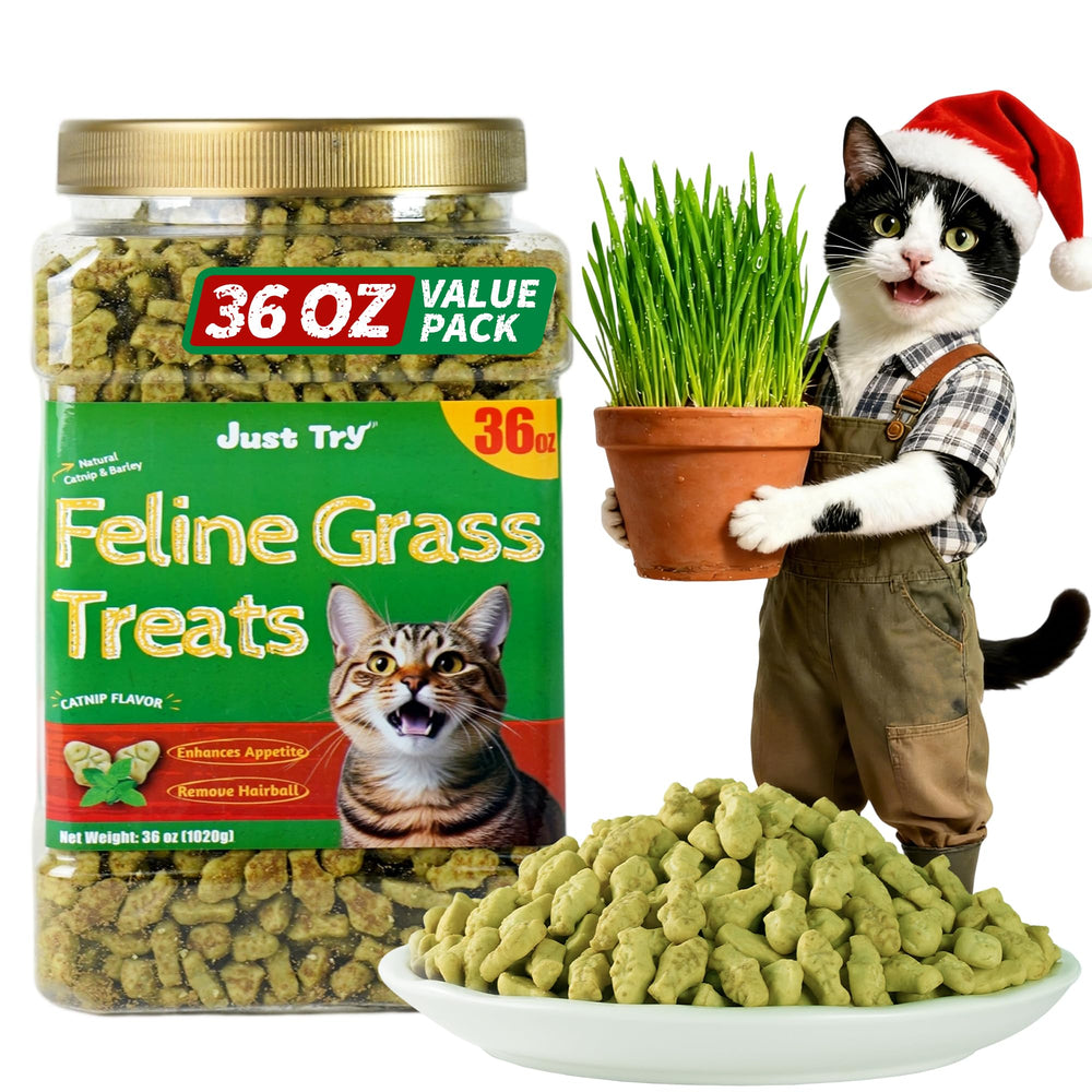 Just Try 36oz cat treats indoors-hairball salmon catnip support hairball management.