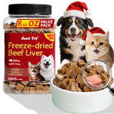Just Try Freeze-Dried Beef Liver bag showing a protein rich treat for dogs and cats.