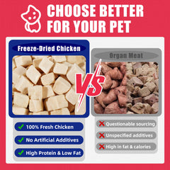 Just Try freeze-dried chicken treats sealed jar, fresh storage for rewards.