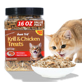 Just Try Krill & Chicken Cat Treats bag front showing crunch ready for training rewards