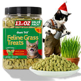 Just Try salmon cat treats—crunchy biscuits for hairball support in indoor cats.