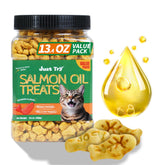 Just Try golosinas de hierba para gato con aceite de salmón, piel saludable.