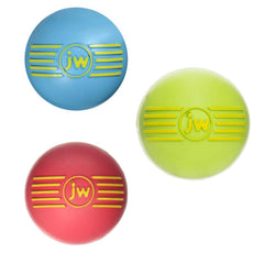 JW Pet iSqueak three-pack display for interactive fetch and chew sessions