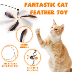 JXFUKAL cat wand toy 29inch steel wire showcases flexible action for chasing and pouncing.