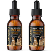 K2xLabs Busters 2Pack calm bottle closeup showing calming hemp oil for pets.