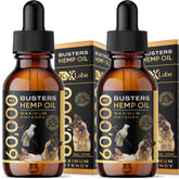 K2xLabs Buster's hemp oil 60ml bottle pour for pets, potential joint support.