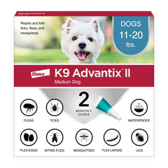 K9 Advantix II tube applicator shows easy monthly topical protection for dogs.