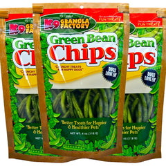 K9 Granola Factory Green Bean Chips front view showing a low-calorie, high-fiber dog snack