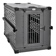 K9 Kennel Boss heavy-duty crate side view shows robust safety features.