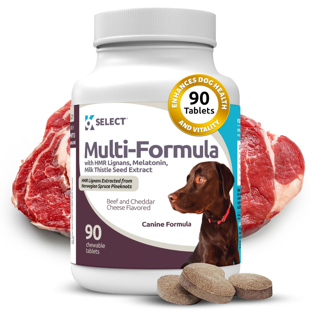 K9 Select large dog multivitamin beef cheddar chew may support daily vitality